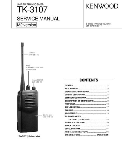 Kenwood TK-3107 Service Manual - cover page