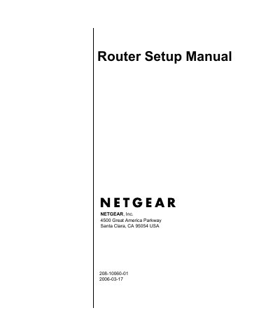 Netgear Router Setup Manual - cover page