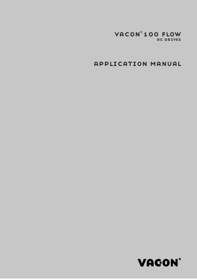 Vacon 100 Flow AC Drives Application Manual - cover page