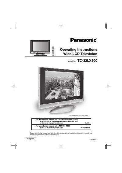 Panasonic TC-32LX300 Wide LCD Television Operating Instructions - cover page