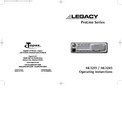 Legacy ML3215/ML3245 ProLine Series Operating Instructions - cover page