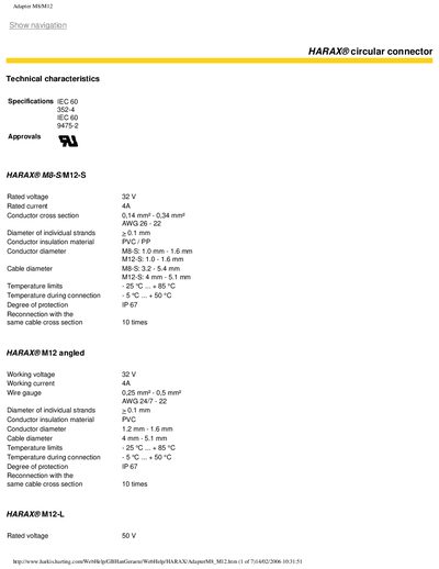 HARTING HARAX Circular Connector Assembly Manual - cover page