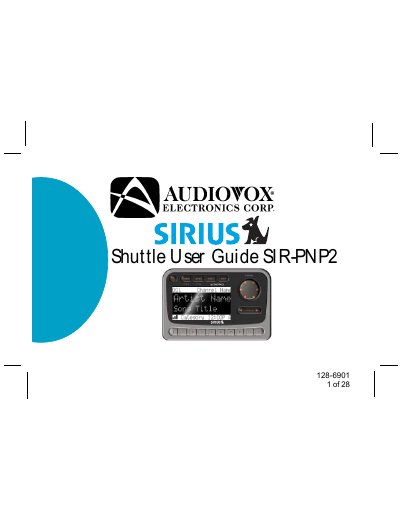 Audiovox SIR-PNP2 Shuttle User Guide - cover page