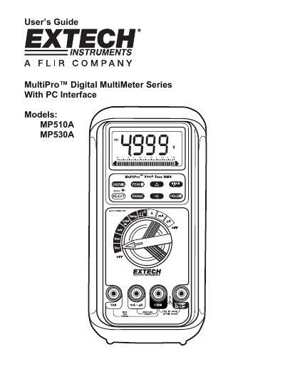 EXTECH MP510A/MP530A Digital Multimeter User's Guide