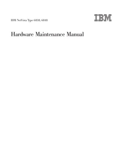 IBM NetVista Type 6838/6848 Hardware Maintenance Manual - cover page