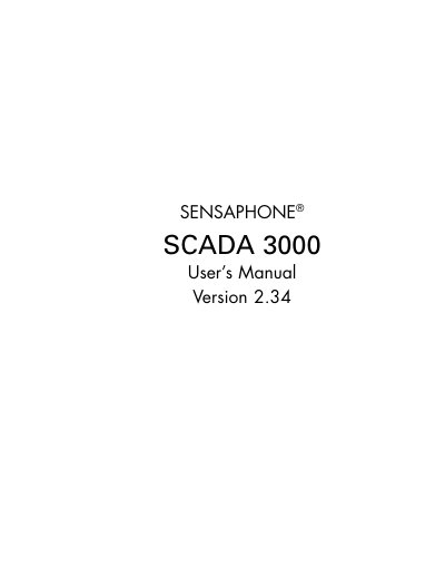 Sensaphone SCADA 3000 User's Manual
