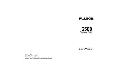 Fluke 6500 Appliance Tester User Manual