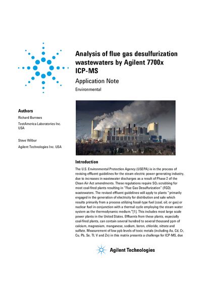 Agilent 7700x ICP-MS Application Note for FGD Wastewater Analysis - cover page