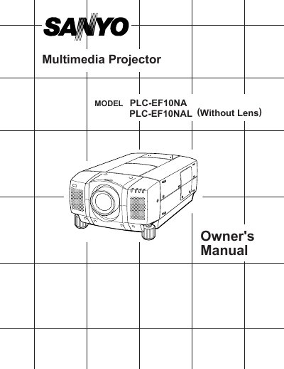 Sanyo PLC-EF10NA Multimedia Projector Owner's Manual