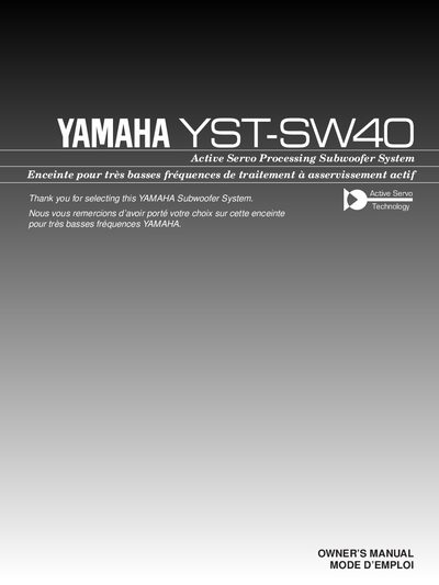 YAMAHA YST-SW40 owner's Manual - cover page