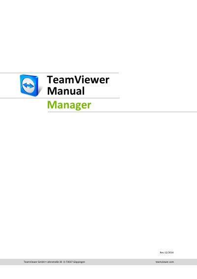 TeamViewer Manager User Manual - cover page