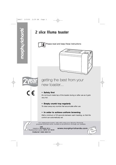 Morphy Richards Illuma 2‑Slice Toaster User Manual - cover page