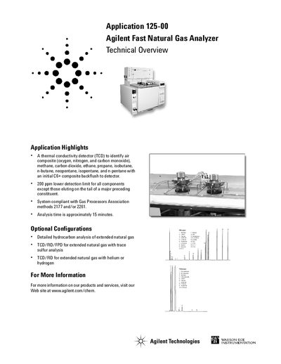 Agilent 125-00 Fast Natural Gas Analyzer Technical Overview - cover page