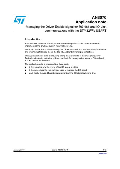 STMicroelectronics AN3070 Application Note Managing Driver Enable Signal