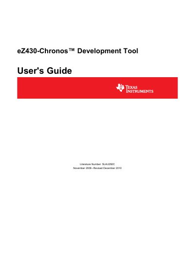 Texas Instruments eZ430-Chronos Development Tool User's Guide - cover page