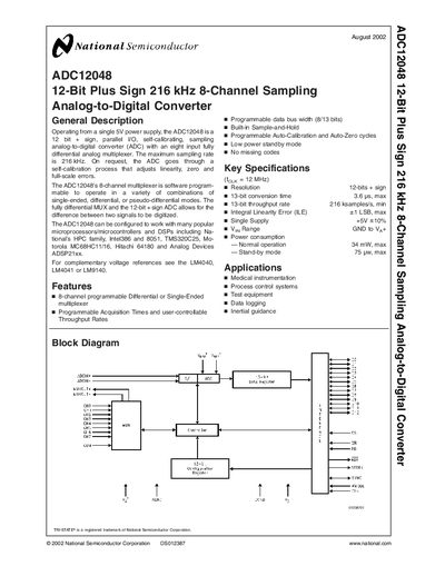 National Semiconductor ADC12048 Datasheet - cover page