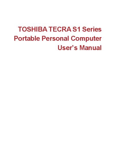 Toshiba TECRA S1 Series Portable Personal Computer User Manual - cover page
