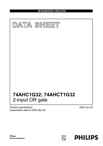 Philips 74AHC1G32 / 74AHCT1G32 Datasheet - cover page
