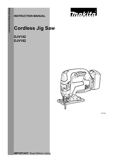 Makita DJV142 DJV182 Cordless Jigsaw Instruction Manual - cover page