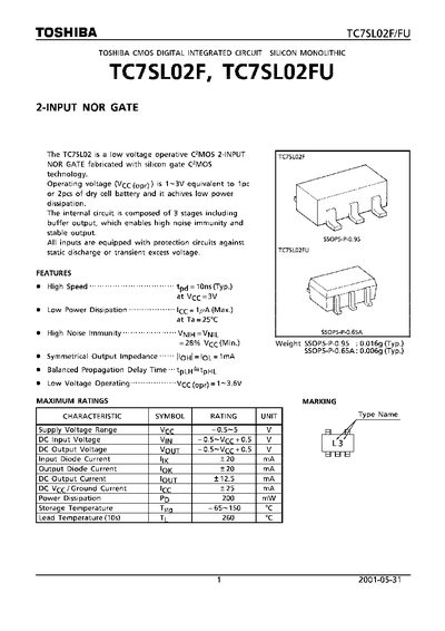 TOSHIBA TC7SL02F TC7SL02FU handbook