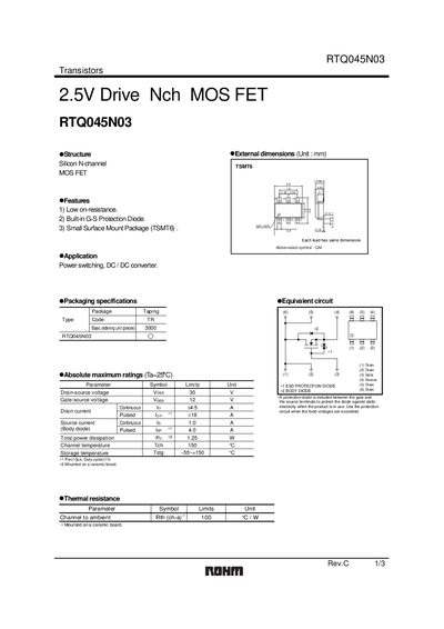 ROHM RTQ045N03 Handbook - cover page