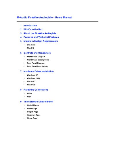 M-Audio FireWire Audiophile User Manual - cover page