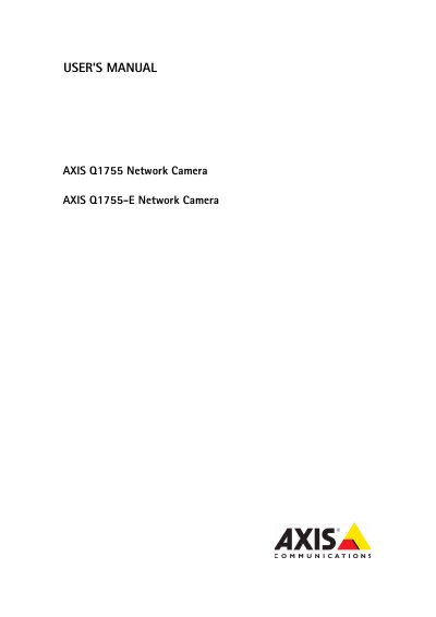 Axis Q1755/Q1755-E Network Camera User Manual - cover page
