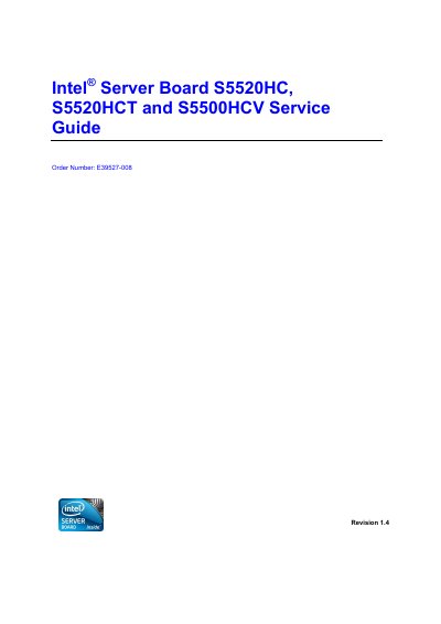Intel Server Board S5520HC, S5520HCT, S5500HCV Service Guide - cover page