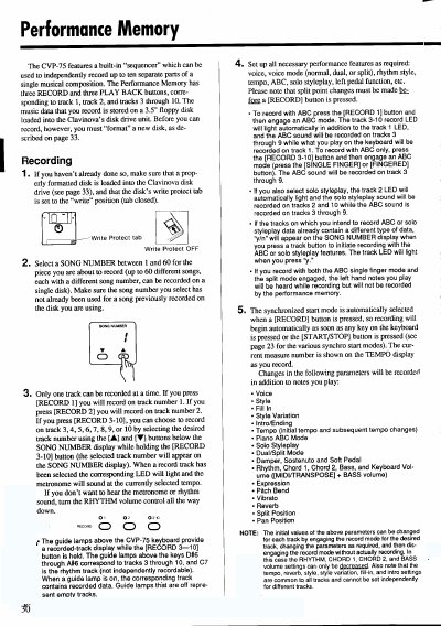 Yamaha CVP-75 Performance Memory User Guide - cover page