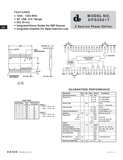 DAICO DPS38017 3‑Section Phase Shifter Datasheet - cover page