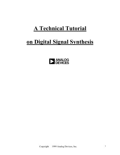 Analog Devices Direct Digital Synthesis Technical Tutorial - cover page