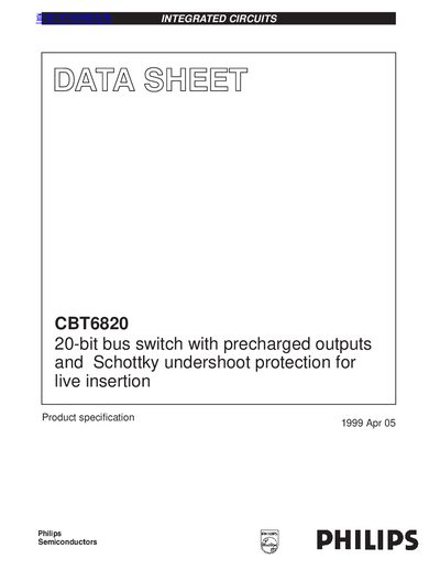 Philips CBT6820 20-bit Bus Switch Datasheet - cover page