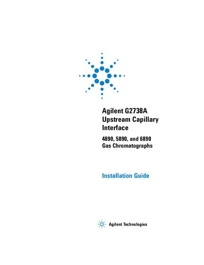 Agilent Upstream Capillary Interface Installation Guide (4890 5890)  - cover page