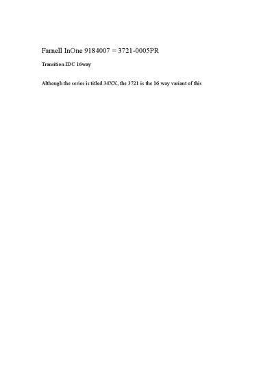3M Farnell InOne 9184007 = 3721-0005PR Transition IDC 16way - cover page