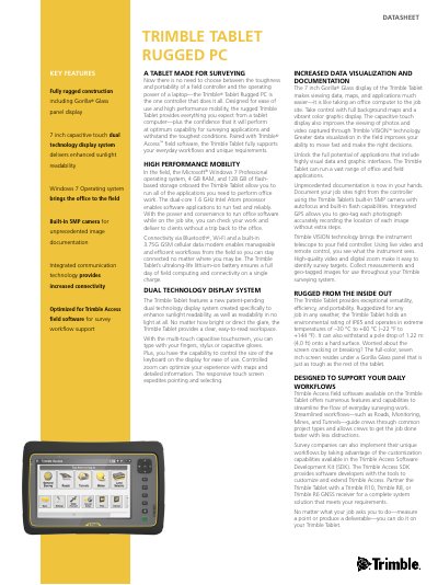 Trimble Tablet Rugged PC Datasheet - cover page