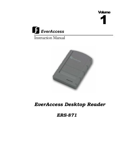 EverFocus ERS-871 Desktop Reader Instruction Manual - cover page