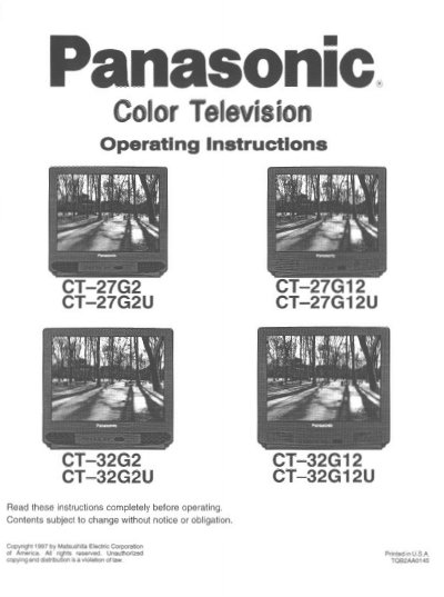 Panasonic CT-27G2/U CT-27G12/U CT-32G2/U CT-32G12U Manual - cover page