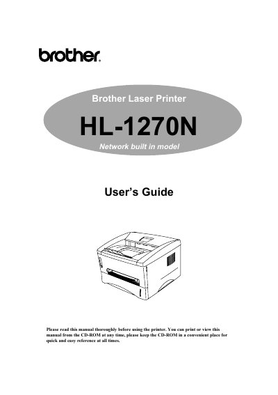 Brother HL-1270N Laser Printer User Manual