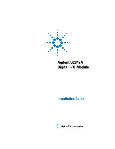 Agilent G2847A Digital I/O Module for the 3000 Micro GC Installation Guide - cover page
