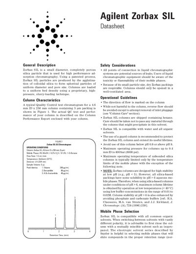 Agilent Zorbax SIL Datasheet - cover page