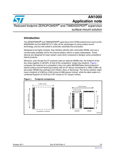 STMicroelectronics AN1000 Reduced Footprint Supervisor Application Note
