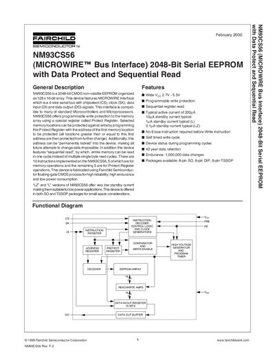 FAIRCHILD NM93CS56 Data Sheet - cover page