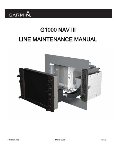 Garmin G1000 Nav III Line Maintenance Manual - cover page