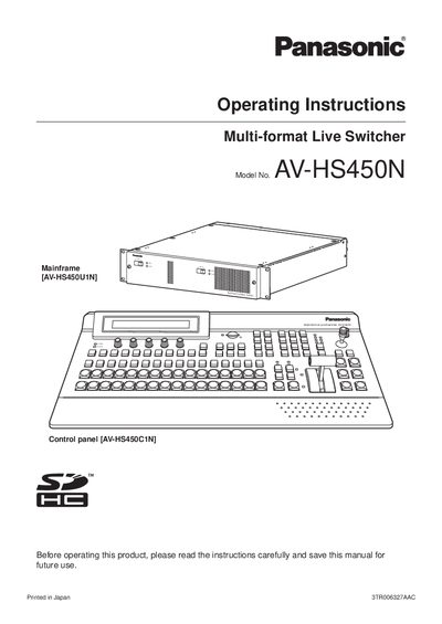 Panasonic AVHS450N manual