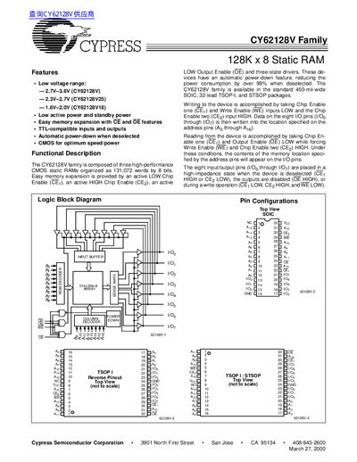 Cypress CY62128V Family Datasheet