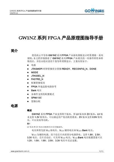 Gowin GW1NZ FPGA Schematic Design Guide - cover page
