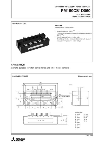 Mitsubishi Electric PM150CS1D060 Datasheet - cover page
