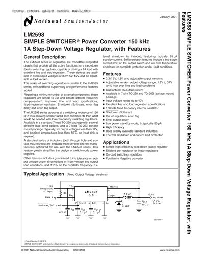National Semiconductor LM2598 Datasheet