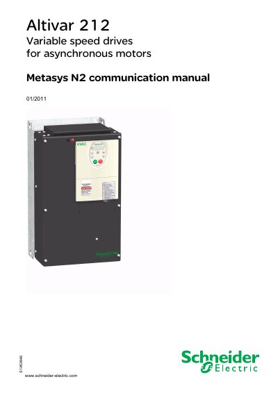Schneider Altivar 212 Metasys N2 Communication Manual - cover page