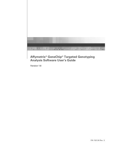 Affymetrix 702126 Rev. 3 GeneChip Targeted Genotyping Analysis Software User Manual - cover page